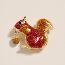 Squirrel Acorn Dangle Brooch