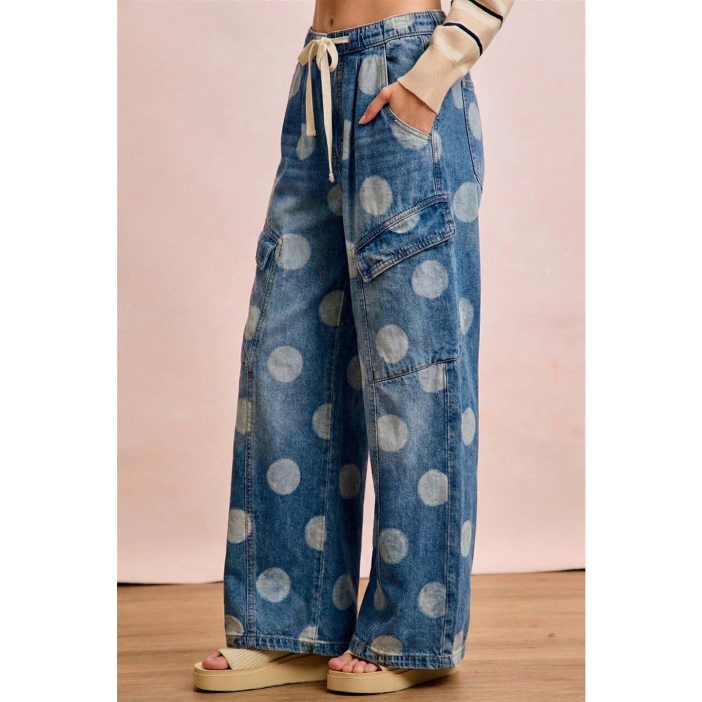 Washed Polka Dot Barrel Pants (REG)