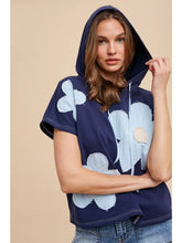 Navy Flower Patch Hoodie Top (REG)