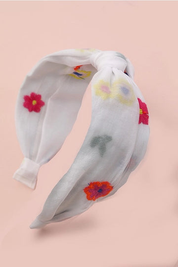 White Knotted Flower Headband