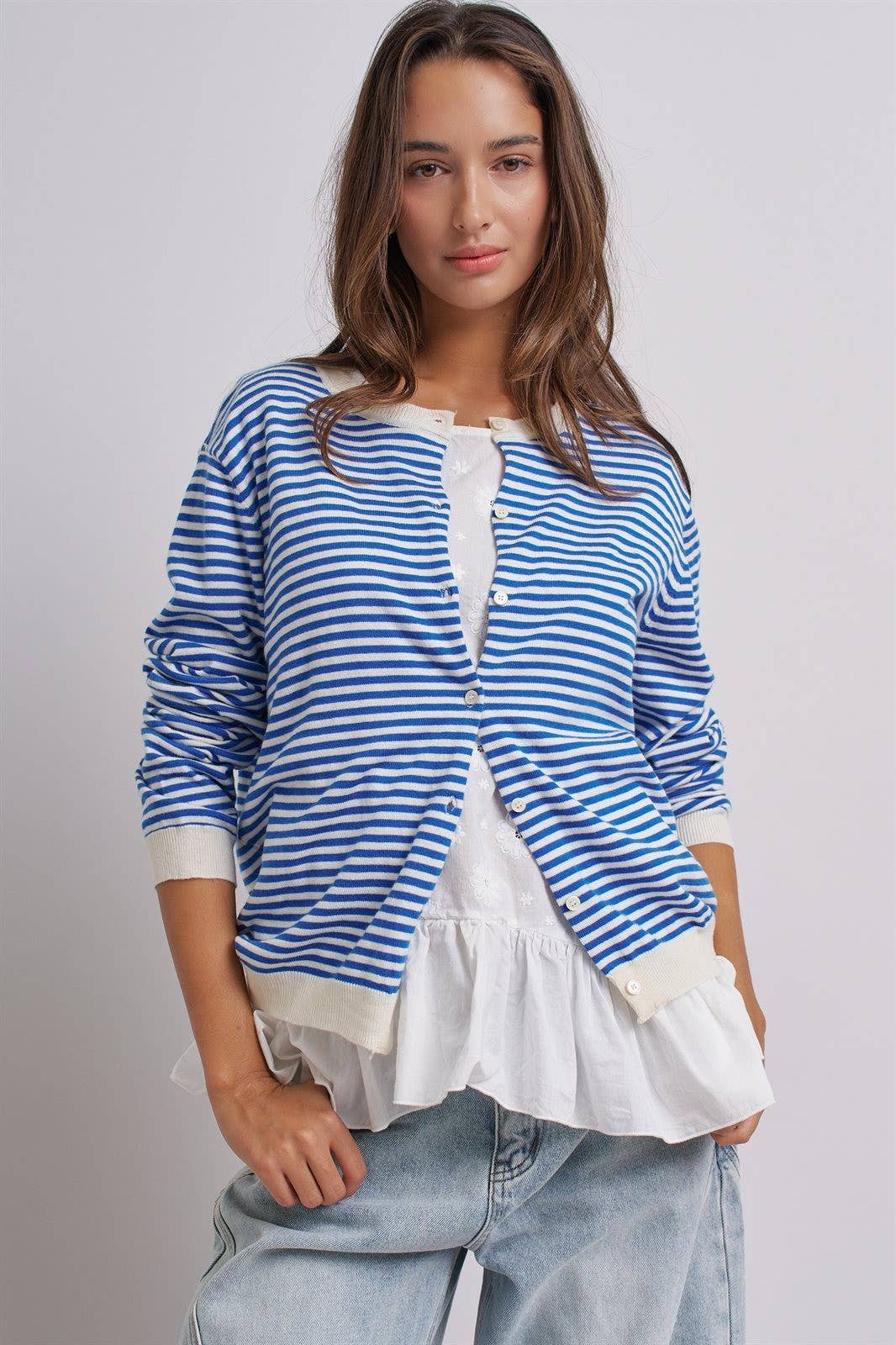 Blue Breton Striped Cardigan (REG)