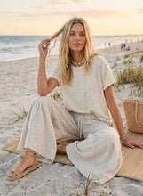 Tiered Linen Palazzo Pants in Natural (REG)