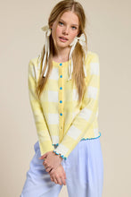 Plaid Cardigan w/ Heart Buttons in Lemon (REG)