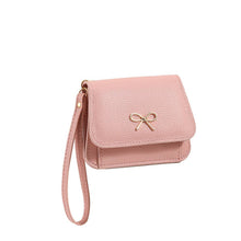Bow Charm Leather Wristlet Purse