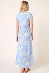 Leaf Print Maxi Dress in Blue (REG)