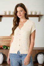 Cozy Button Short Sleeve Sweater in Cream (REG)