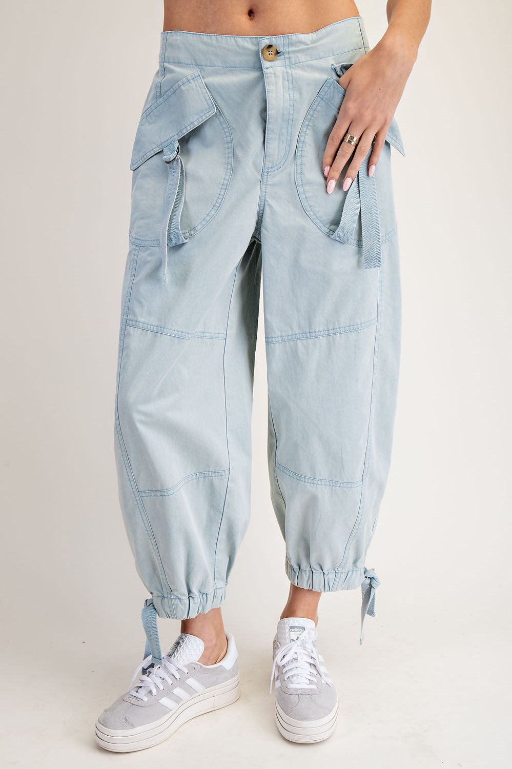Flap Pocket Cargo Pants in Powder Blue (REG)