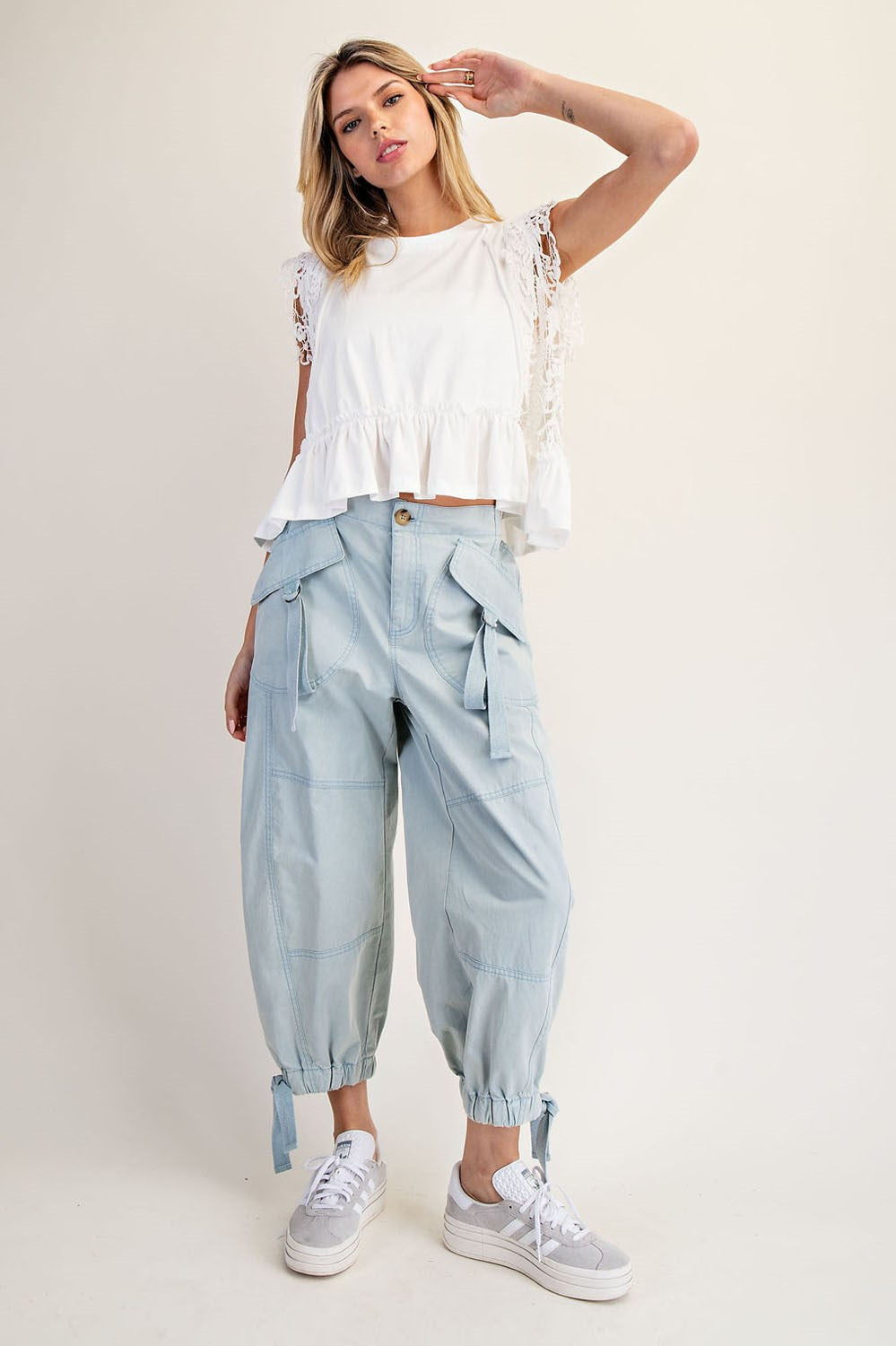 Flap Pocket Cargo Pants in Powder Blue (REG)