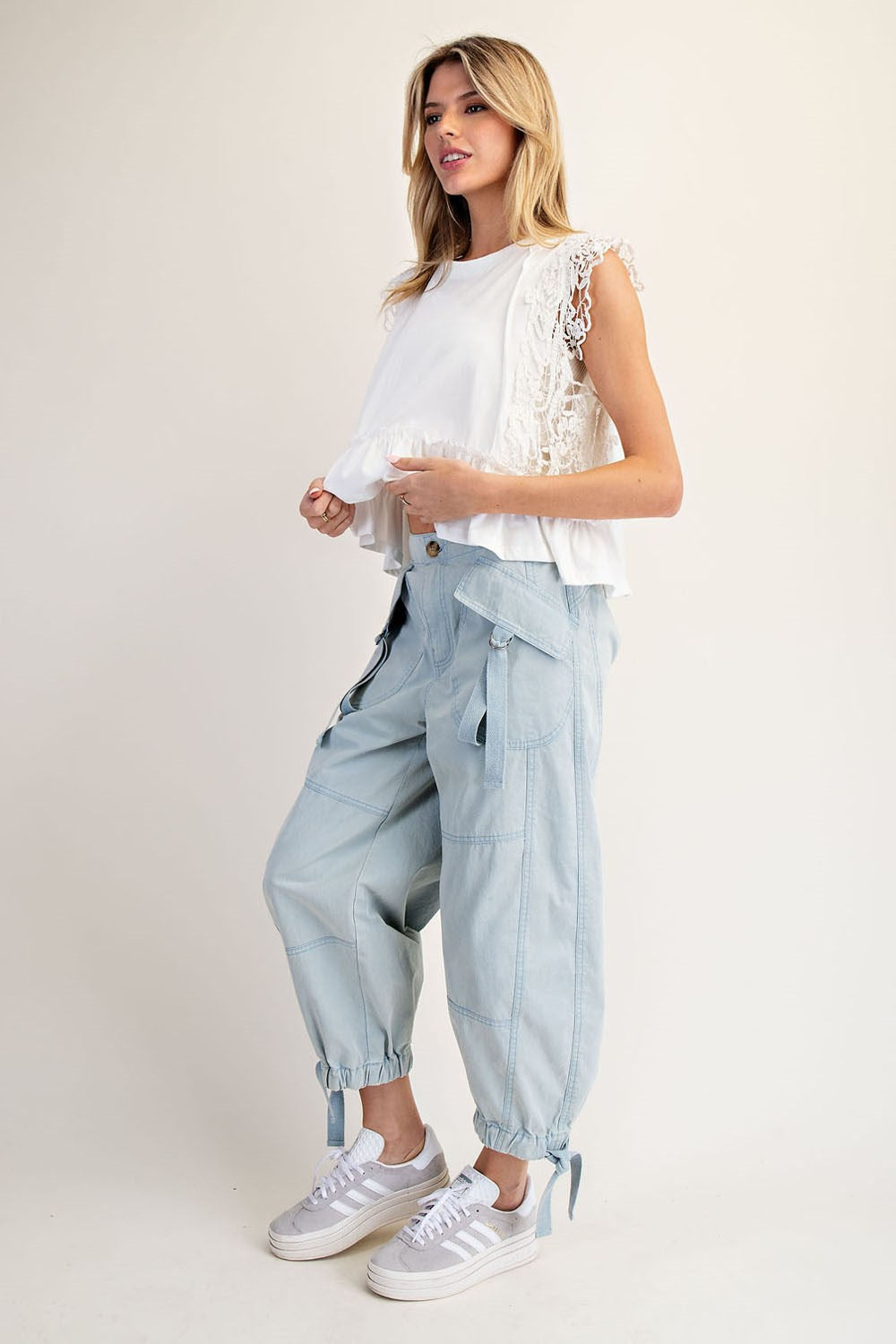 Flap Pocket Cargo Pants in Powder Blue (REG)