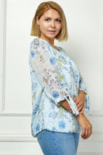 Spring Breeze Chiffon Top in Light Blue (PLUS)