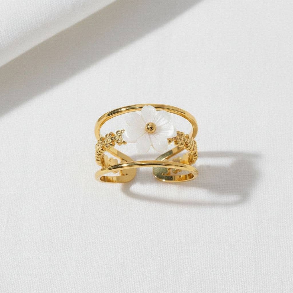 Gold Floral Open Ring