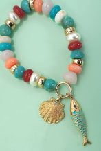 Mixed Stone Shell and Fish Bracelet