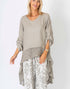 Layered Linen Hi Lo Tunic in Taupe (REG)