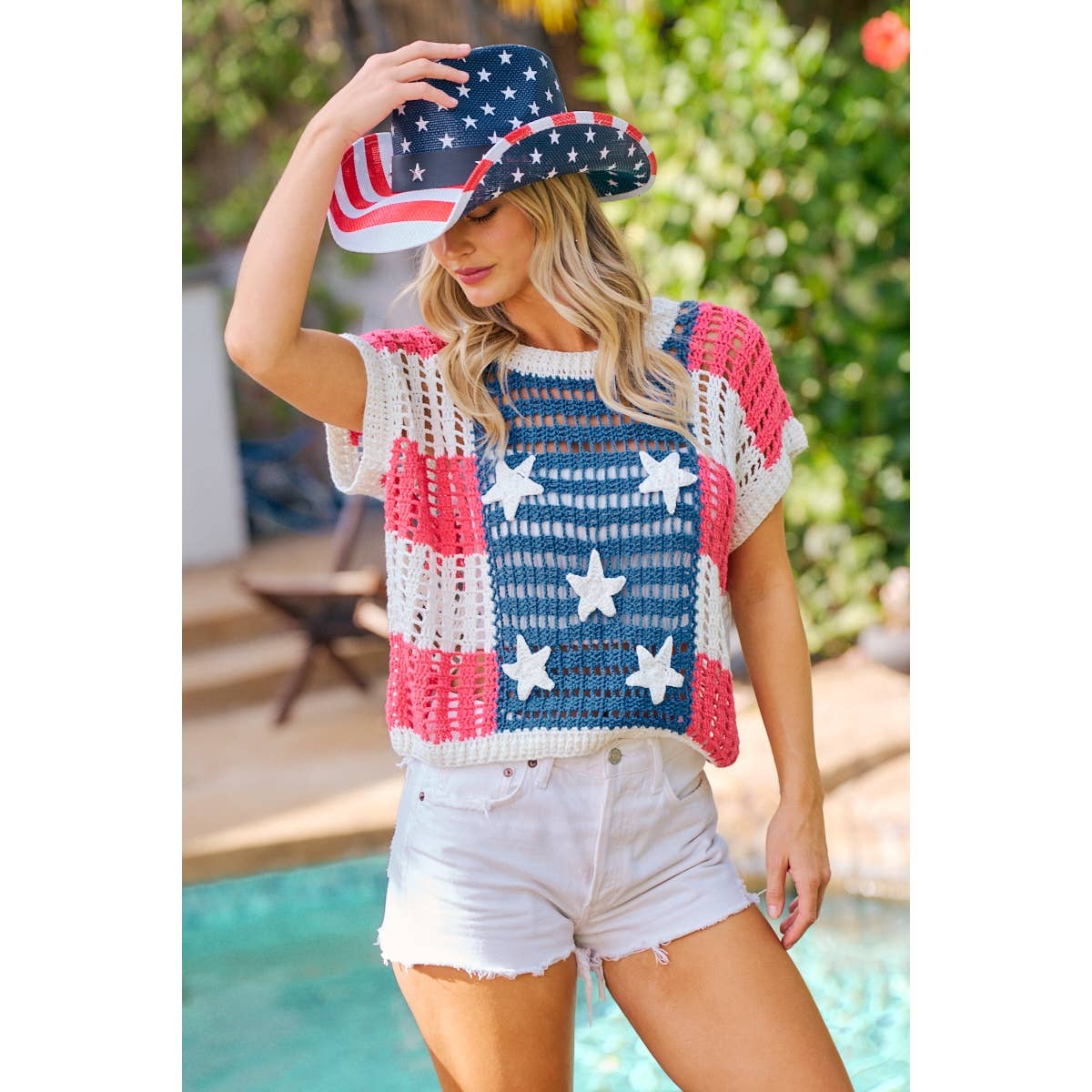 USA Star Patch Sweater Top (REG)