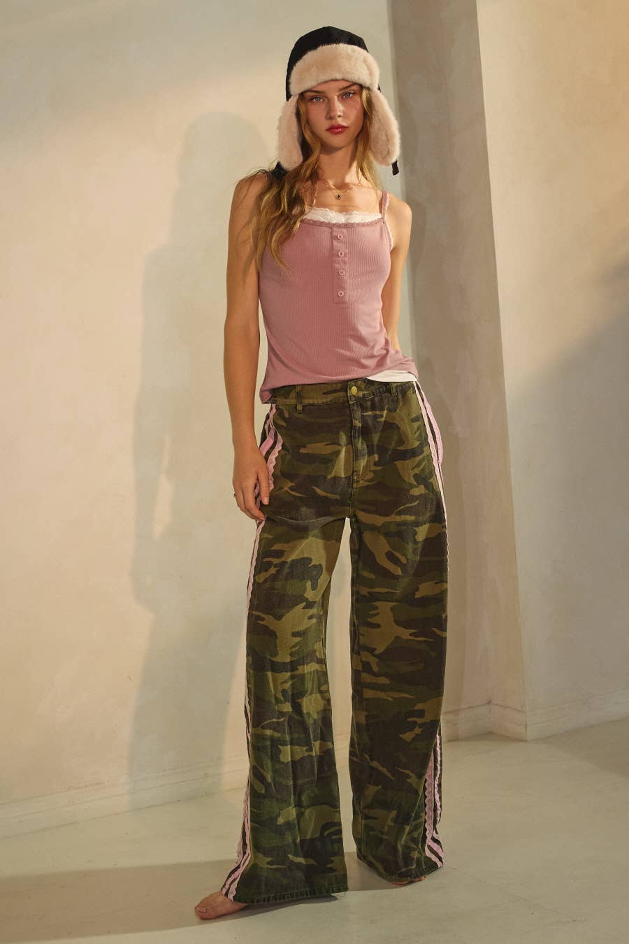 Pink Stripe Camo Pants (REG)