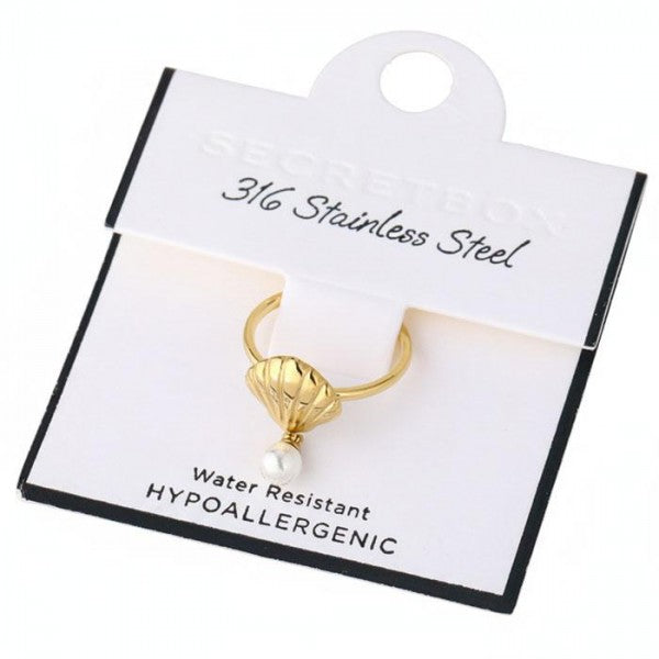 Shell Pearl Dangle Ring