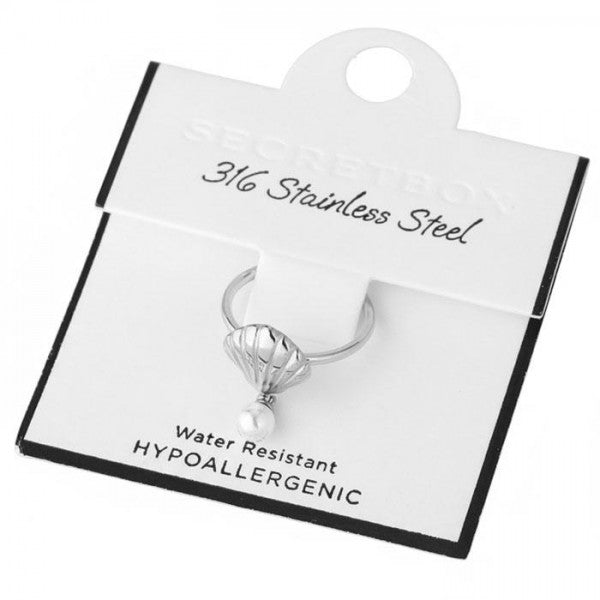 Shell Pearl Dangle Ring