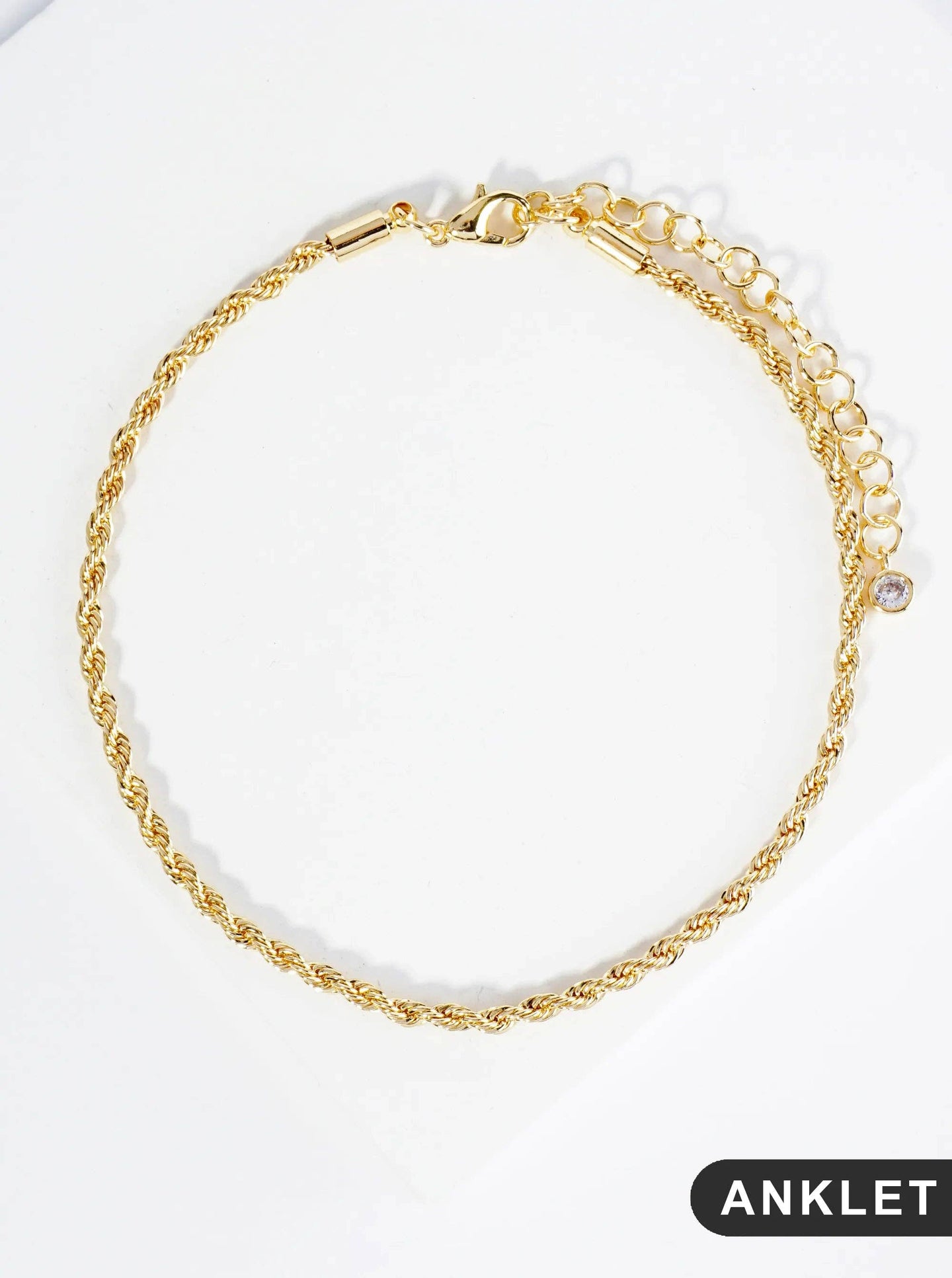 18K Dipped Textured Rope Chain Anklet