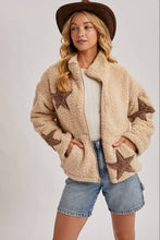Star Shaped Teddy Sherpa Jacket in Beige (REG)