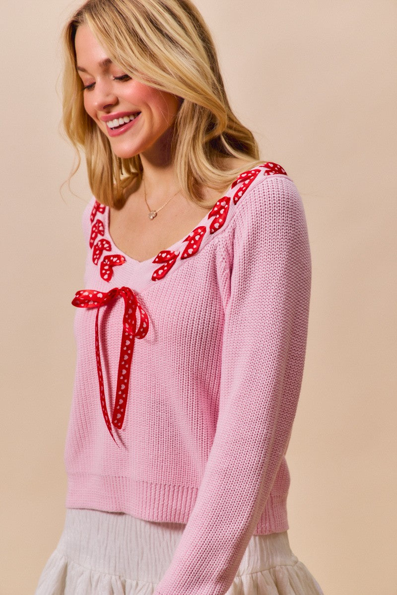 Valentines Heart Ribbon Sweater (REG)
