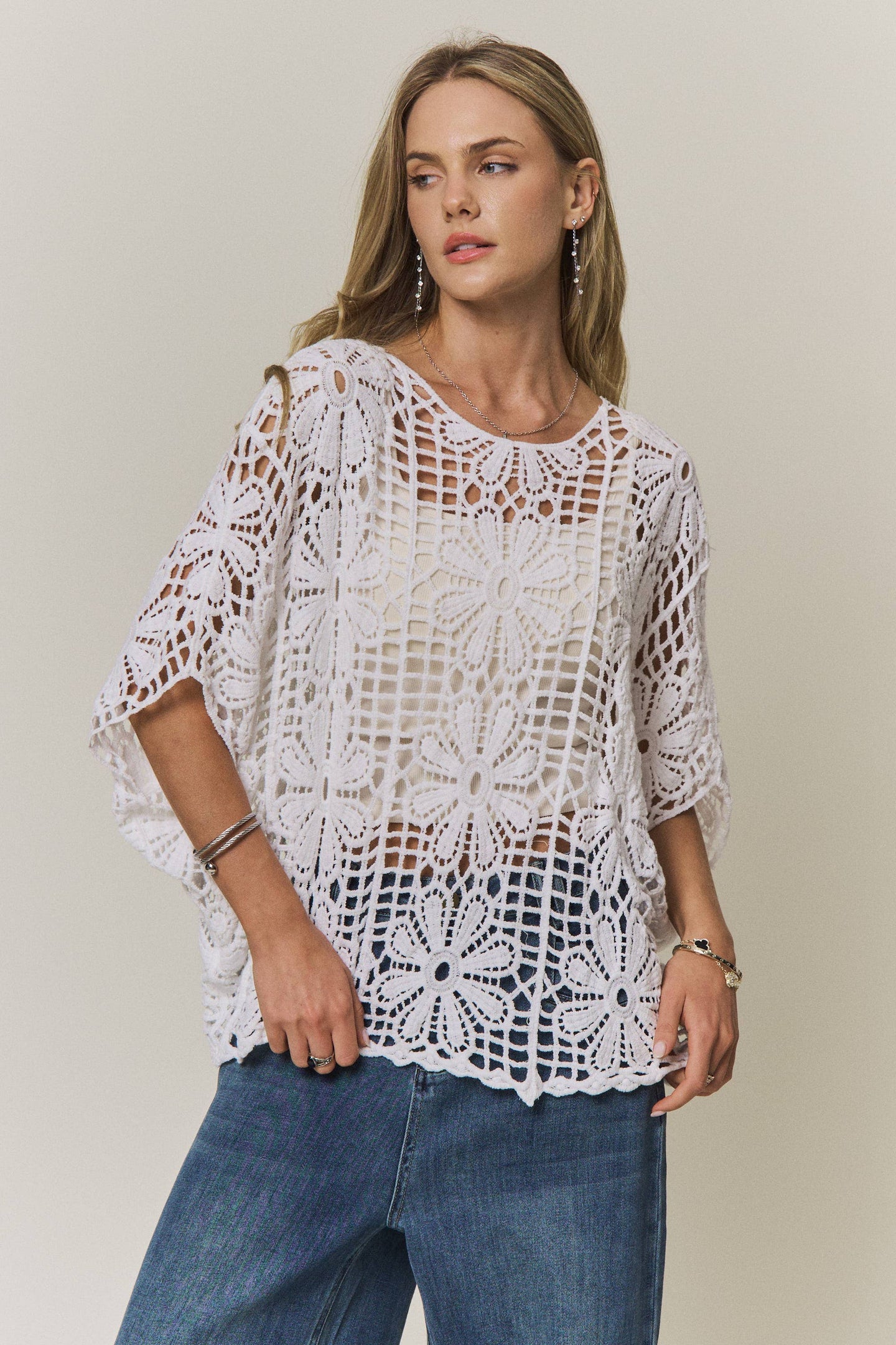 White Daisy Crochet Top (REG)