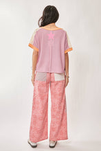 Patchwork Star V-Neck Top in Pink (REG)