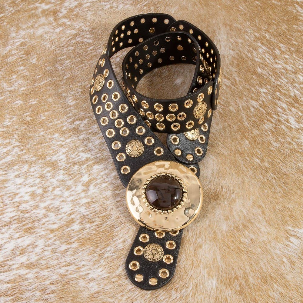 Hammered Circle Studded Belt