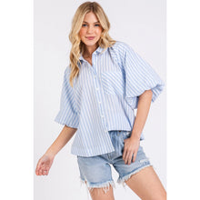 Puff Sleeve Striped Top in Blue (REG)