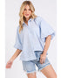 Puff Sleeve Striped Top in Blue (REG)