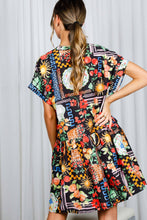 Black Multi Print Mini Dress (REG)