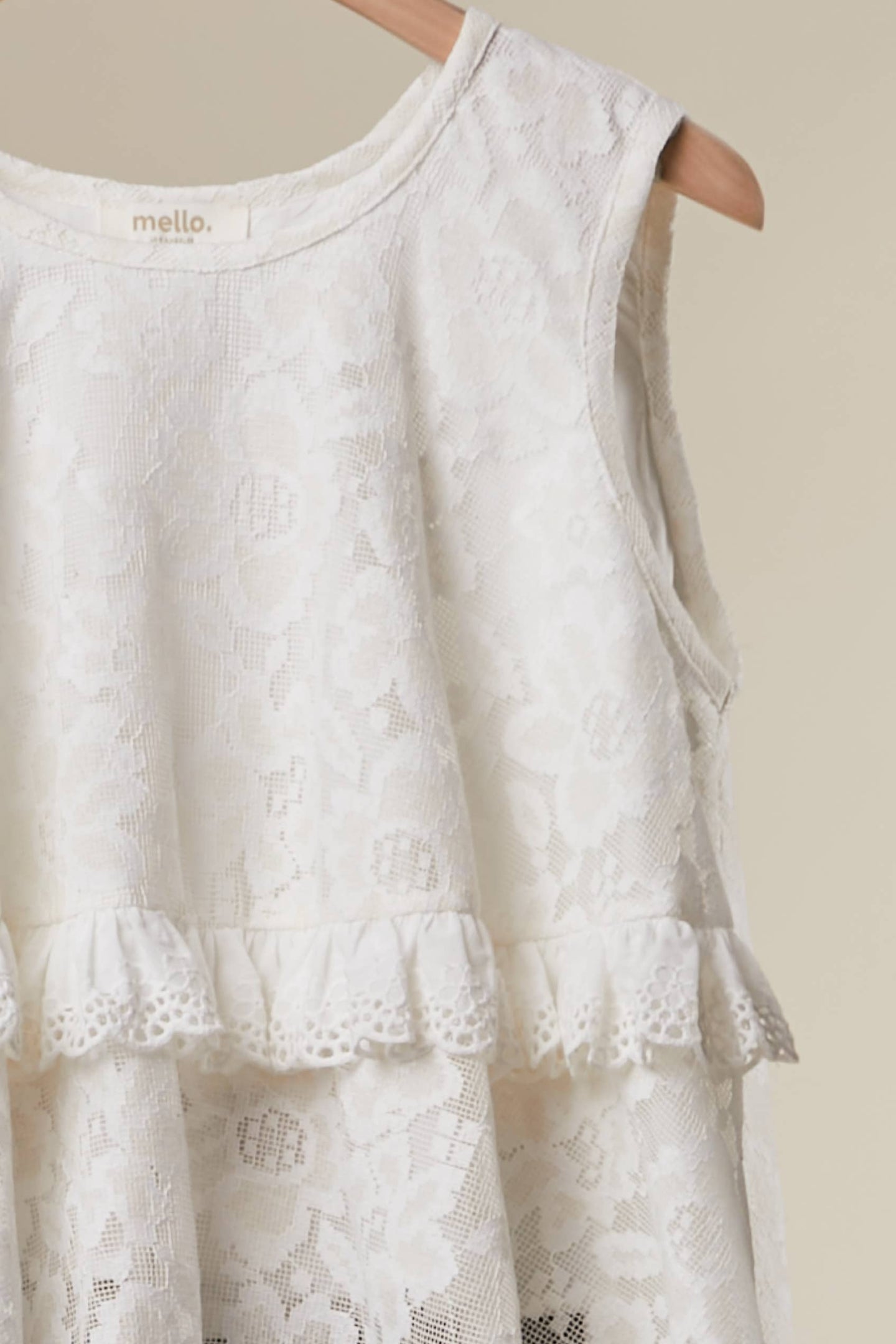 High-Low Lace Tunic Top in White (REG)