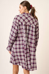 Plaid Button Down Mini Dress in Navy (REG)