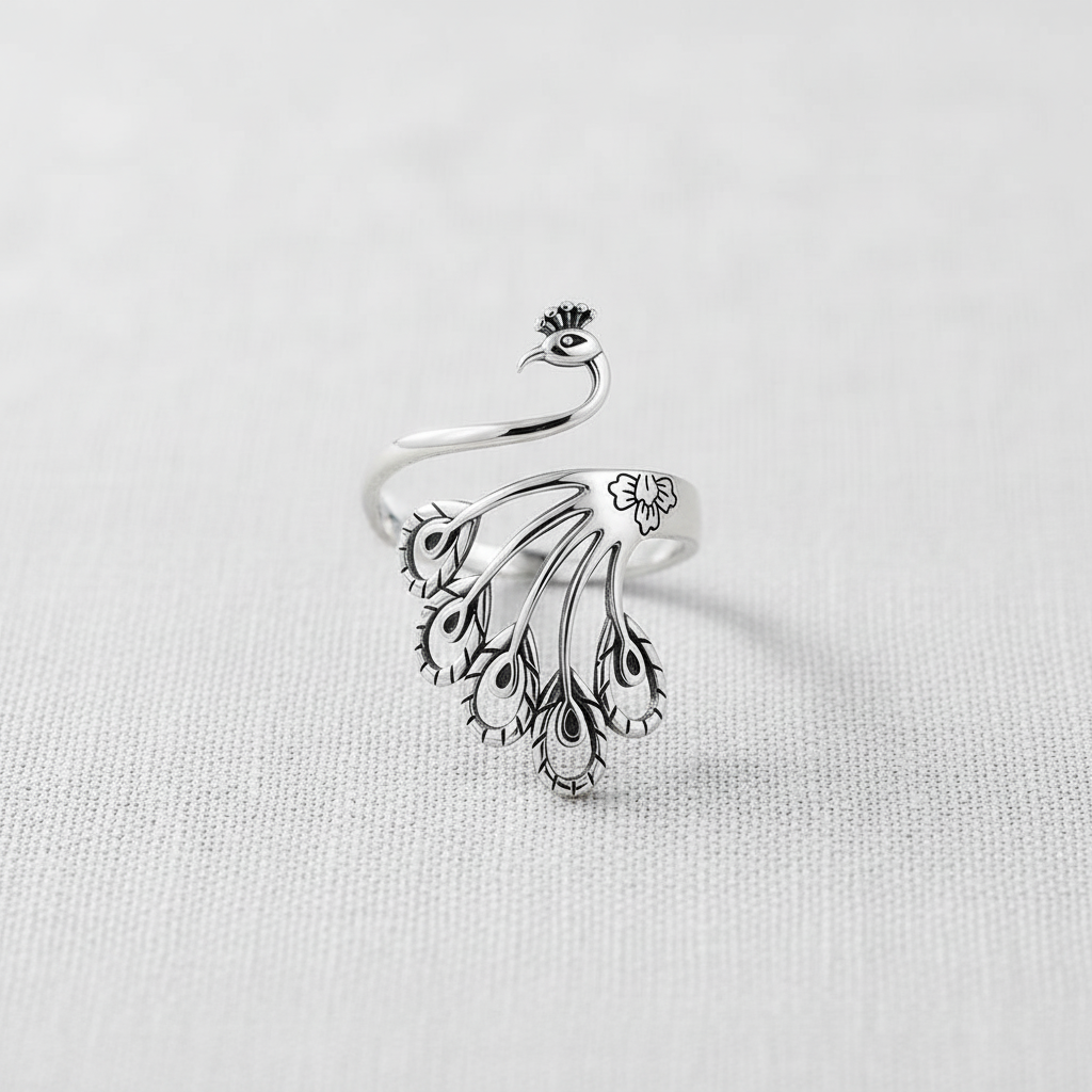 Silver Peacock Ring