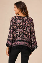 Black Crochet Trim Floral Top (REG)