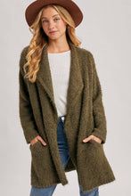 Fuzzy Drape Front Cardigan in Olive (REG)