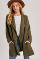 Fuzzy Drape Front Cardigan in Olive (REG)