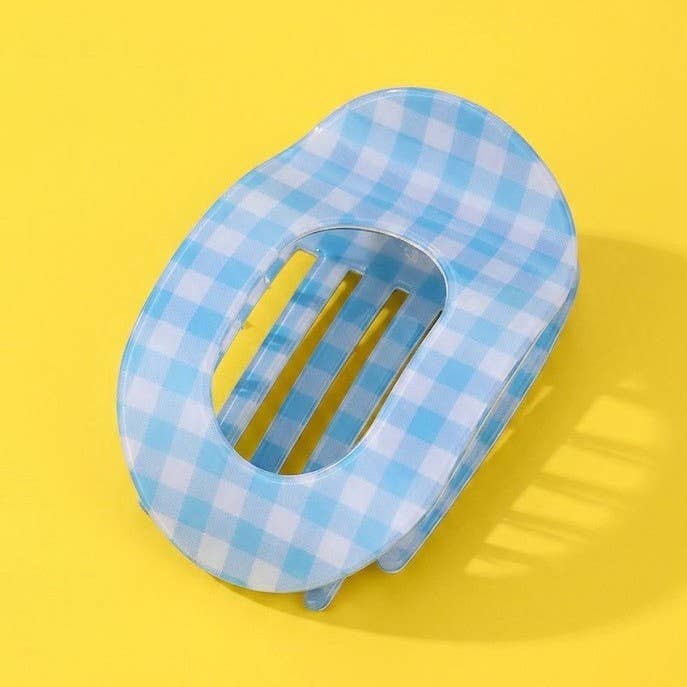 Lay Flat Gingham Claw Clip