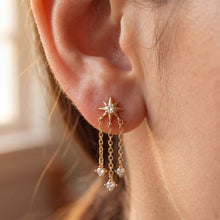 CZ Starburst Chain Earrings