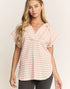 Textured Striped Hoodie Top in Rose (REG/PLUS)
