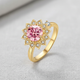 Pink Sunflower Crystal Spinner Ring