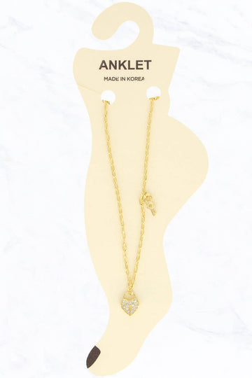 Heart Lock with Rhinestone Anklet