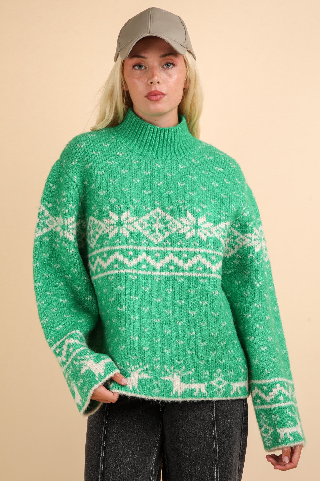 Door Buster * Nordic Holiday Sweater in Green (PLUS)