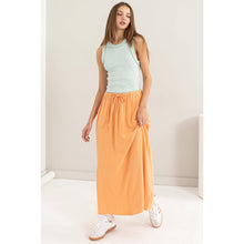 Orange Drawstring Linen Midi Skirt (REG)