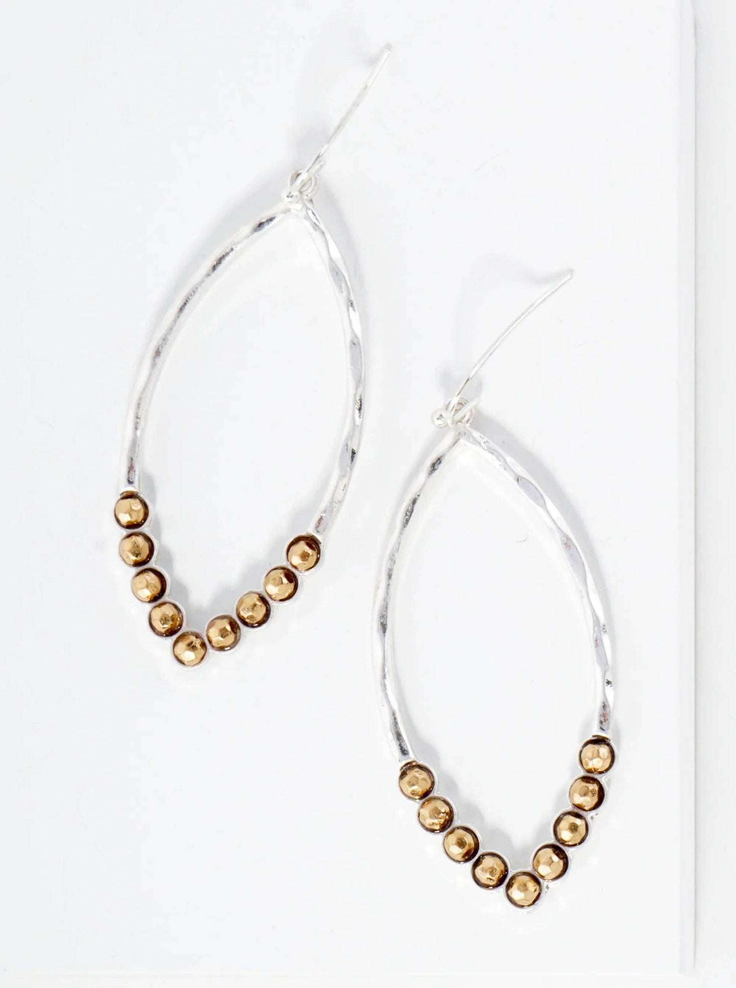 Marquise-Shaped Beaded Dangle Earrings