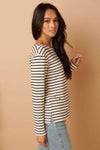 Distressed Striped Top in Ivory (REG)