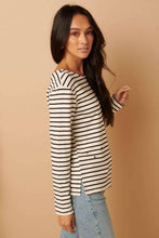 Distressed Striped Top in Ivory (REG)