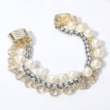 14K Gold Plated Pearl & Chain Magnetic Bracelet