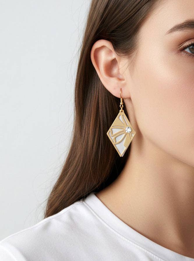 Cutout Diamond Drop Earrings
