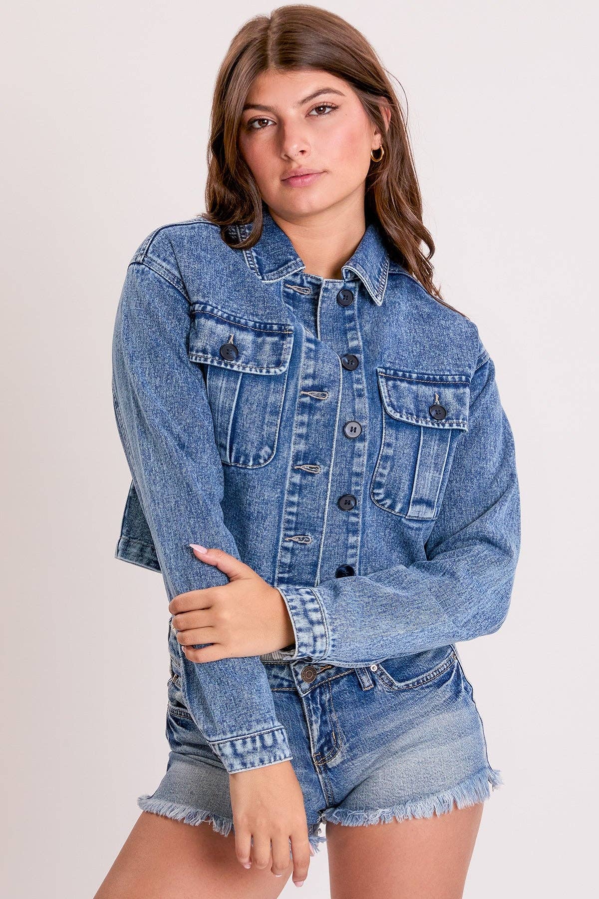 Cropped Trucker Denim Jacket (REG)