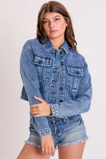 Cropped Trucker Denim Jacket (REG)